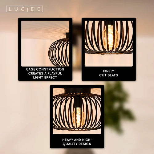 Lucide MANUELA - Flush ceiling light - Ø 39,5 cm - 1xE27 - Black - USP